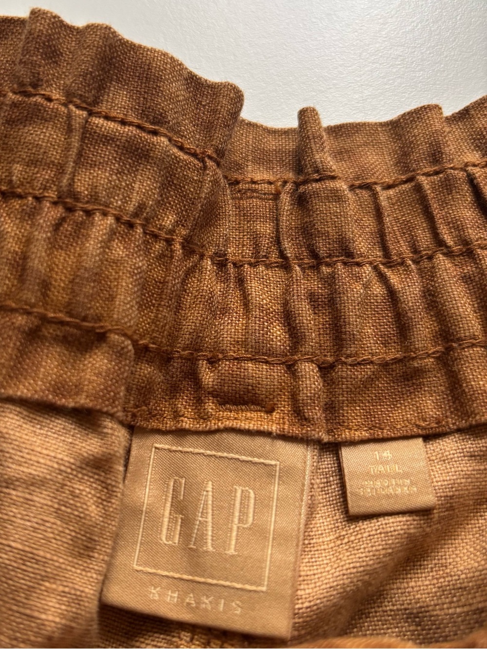 Gap Khakis animal print shorts 14 tall linen cotton blend brown tan leopard - Picture 3 of 12